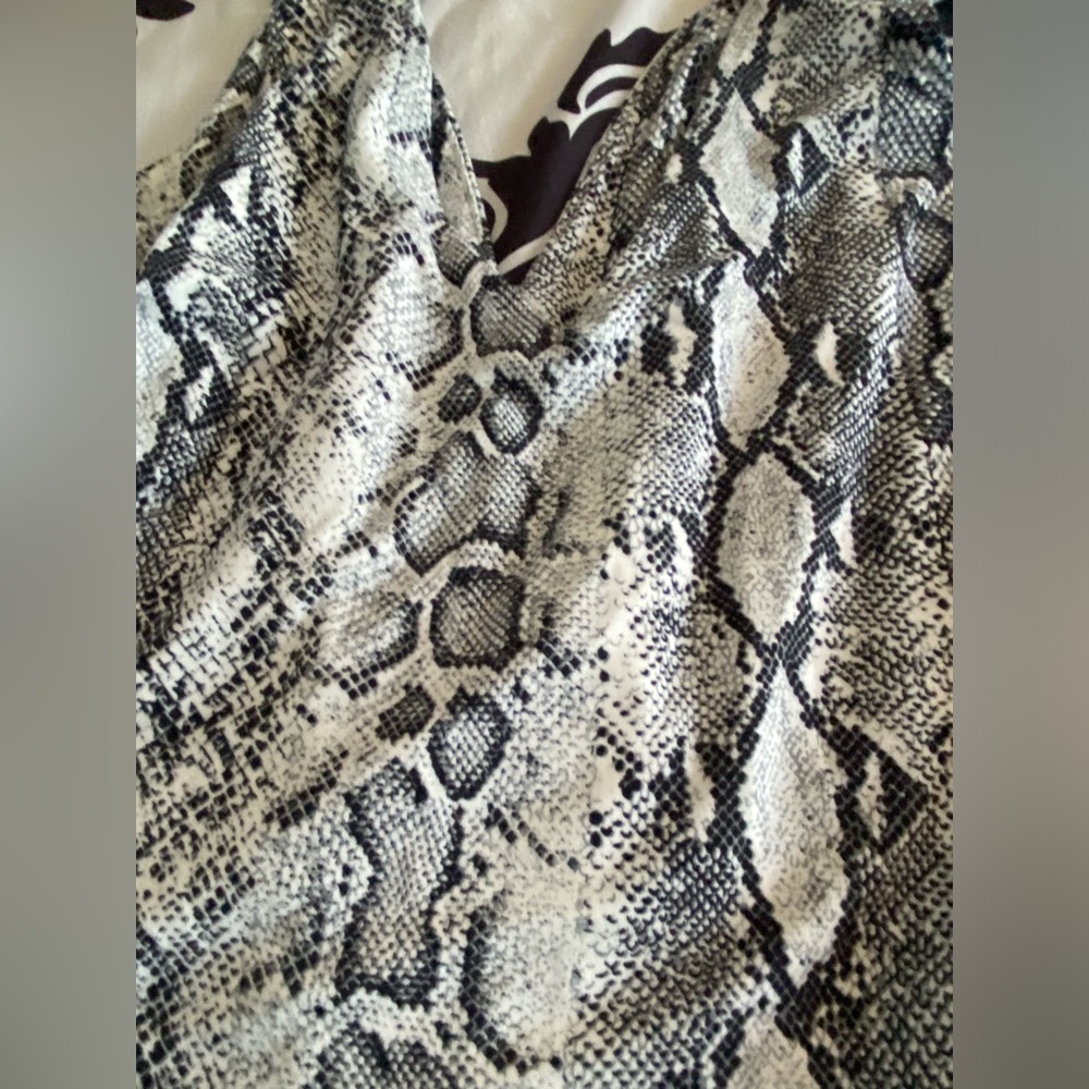 Lulu's Snake Print Bodysuit in Black and Cream